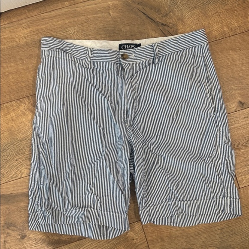 Chaps Blue and White Striped Shorts